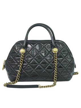Chanel Quilted 2-Way Bowling Bag Chain Leather
